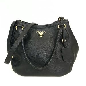 Prada Sacca 2 Manici Black Vitello Daino